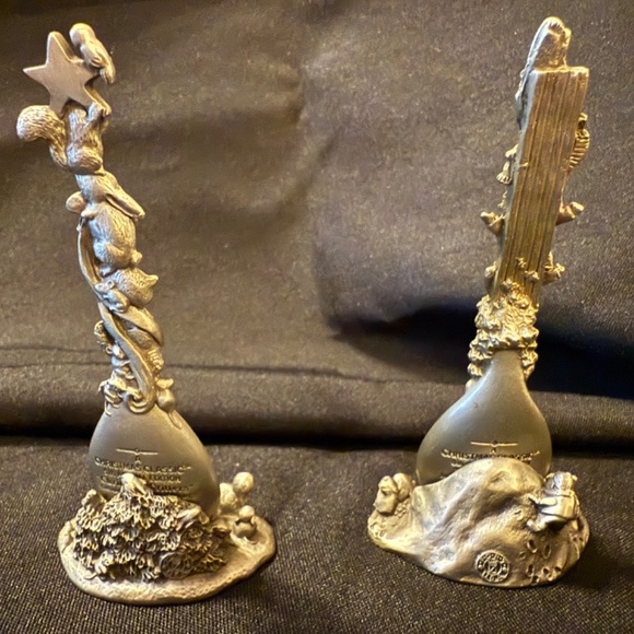 Set of 2 Fort Pewter Christmas spoons with Pewter stands - Picture 2 of 11